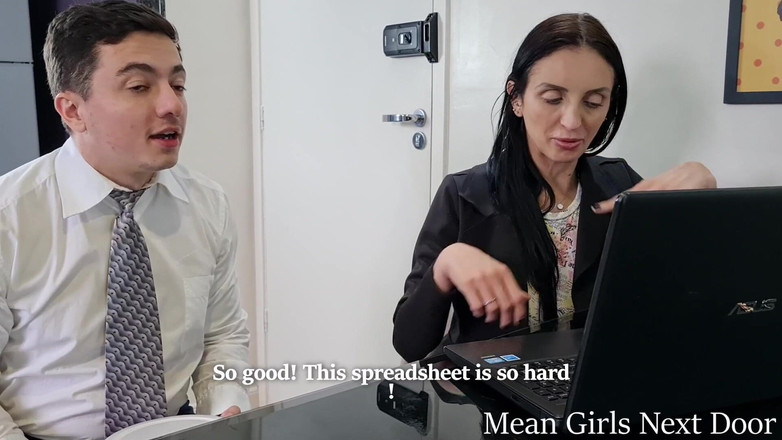 Queen Lytta ballbusting and cum lick: Vitoria Vonteese dan Mr Pine - Rakan Sekerja Pejabat Seksi Mendominasi...