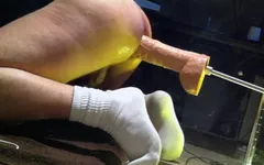 Machine Stretched by Hung Huge Dildo!