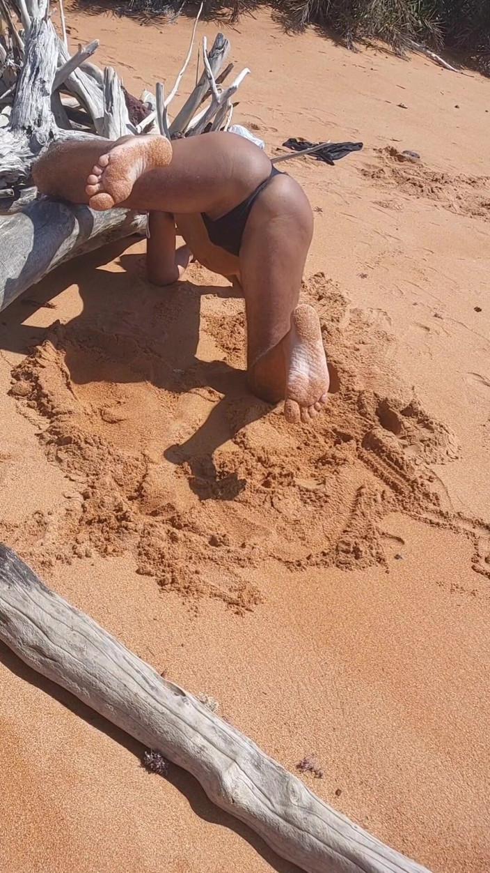 Ladysilvas: Ladysilva on the Beach in Panties Tanning Her Hot Ass