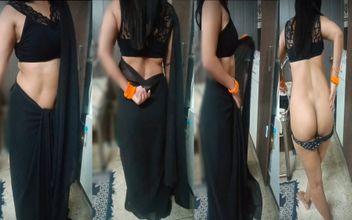 Hot Desi Girl in Saree Does Slow Strip Dance – Full Tease & Undress