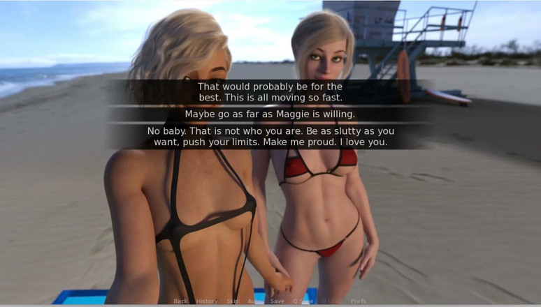 XXX Games Bunk: Моя хотвайф - геймплей - ролевая игра - жена и ее друг делят большой черный член на пляже