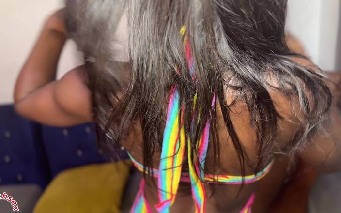 Touch sex: Pareja negra amateur pasando buen rato en la silla