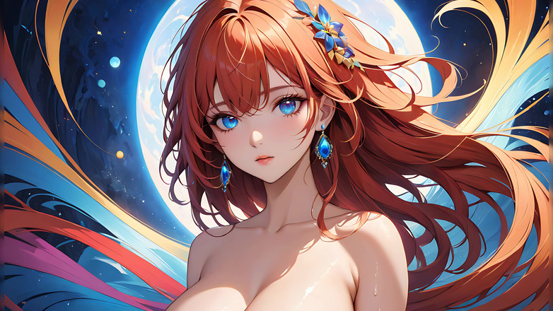 AI Girls: Reflexiones Pintadas - mujer desnuda artística con ojos llenos de color
