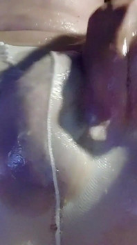 Watching Porn While Jerking off with Lots of Lube Wearing White Pantyhose