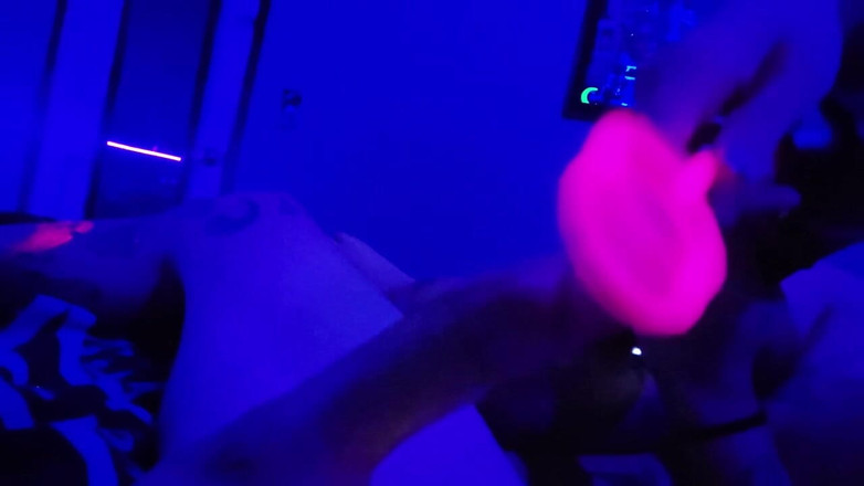 Yallternative Couple: Blacklight Goth Girl with Neon Hair Edges Big Dick with...