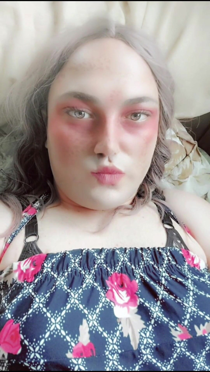 Kitty_Cross: Face Spanking Sissy Cute Crossdresser Slut White Big Natural Boobs...