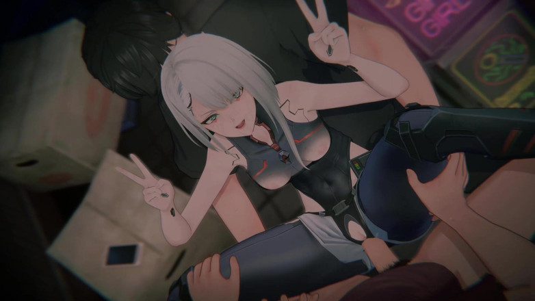 Tomu aisuman: Lucy Cyberware Overload: Netrunner terikat &amp; tembusan berganda sandwich sudut pandangan...