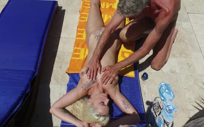 Lovekino: Oiled up Hot Threesome at the Pool