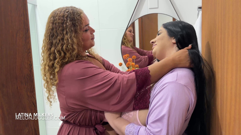 Melon Juggler: Julia Leite &amp; Analua BBW Lactation Lesbian Milk Spray Orgy