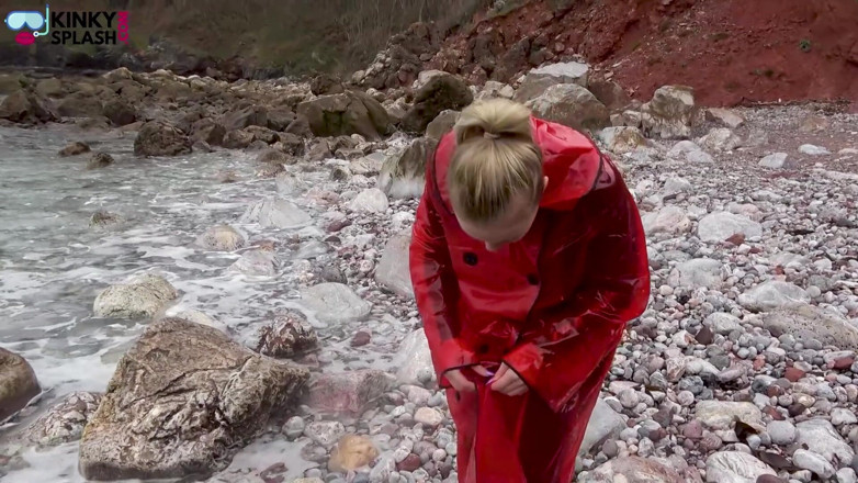 UKCuteGirl Lucy Lauren: Shiny Pvc Over Neoprene Wet Beach JOI &amp; Play