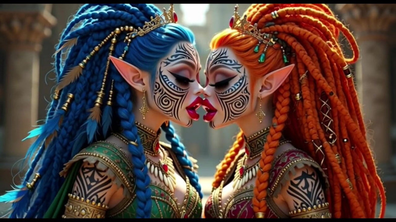 Hot girl dancing: Beautiful Elves Princess Kissing, Ai Animation