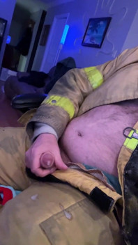 Quick Cum in Firefighter Gear
