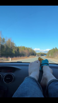 Feet on the dashboard