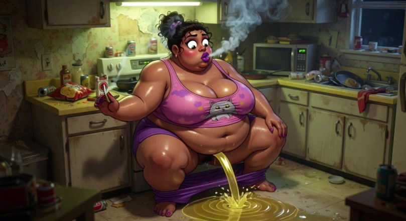 YOUR BEST FANTASY: Very Pregnant BBW Smoking While Peeing - Big Belly &amp; Dripping Pussy