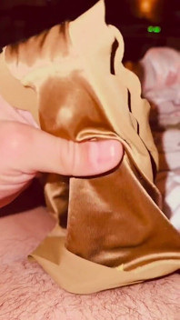 Cum in Silky Satin Green Panties