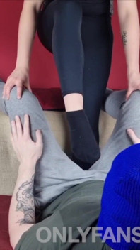 Ballbusting Trampling with Amateur Feet in Black Socks