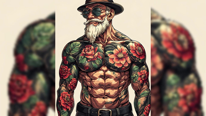 Erotic Man: 纹身肌肉男人性感的ai艺术