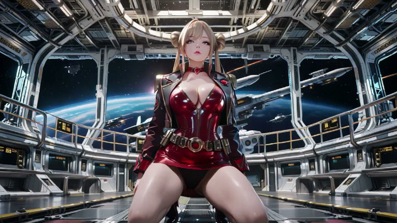 Seraphina Vale: Starship Red Armor the Blonde Commander's Private Gaze!