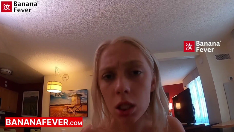 Banana Fever: Tall Asian Guy Creampies Petite Blue Eyed Blonde in Doggy