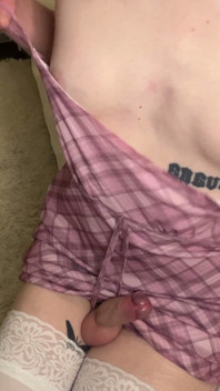 Pretty Trans Girl in Dress Plays with Anal Toys and Cums