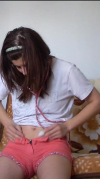 Skinny Teen Full Bladder Desperation on the Bed Trying to Pee