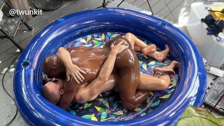 twunkitXXX: Interracial Bareback Oil Wrestling &amp; Fucking