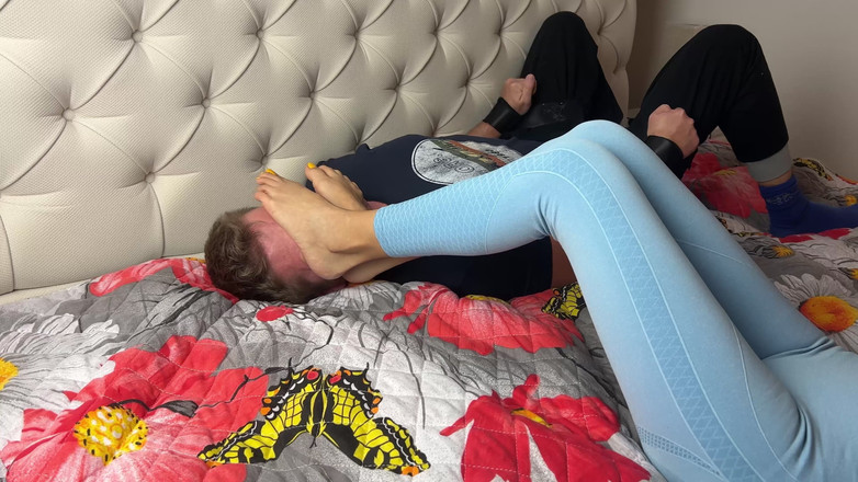 Mean Asian Wife: Foot Domination Bondage Tied to Smell Feet