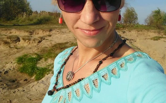 Alexa Cosmic: Trans Girl Swimming in the Lake in Clothes Blue Blouse...