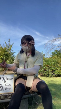 Travesti n°341 « Free » se promenant dans le parc avec la planche baissée