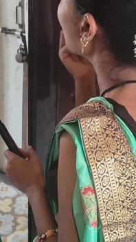 Indian Wife Getting Ready in Green Saree Part 2