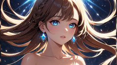 LustRender: Redemoinho de luz: uma linda jovem escovando o cabelo ao...