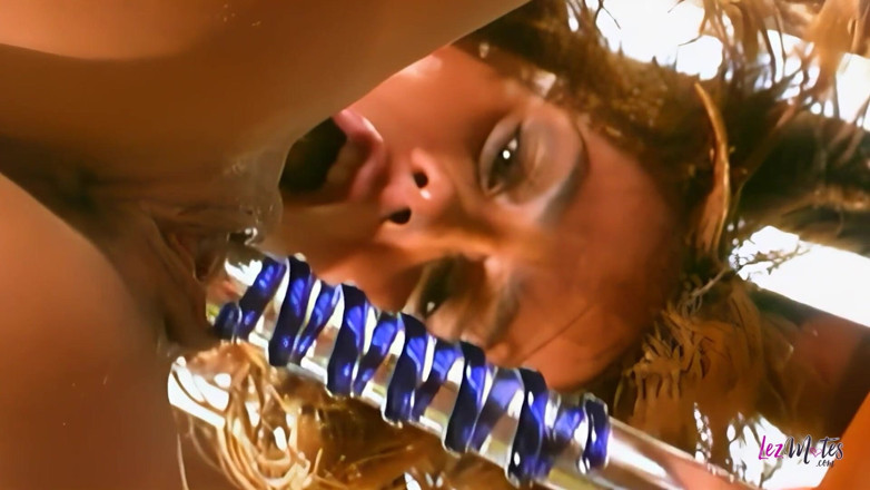 Lez Mates: Immoral tanned dyke fucks her wet little pussy with a...