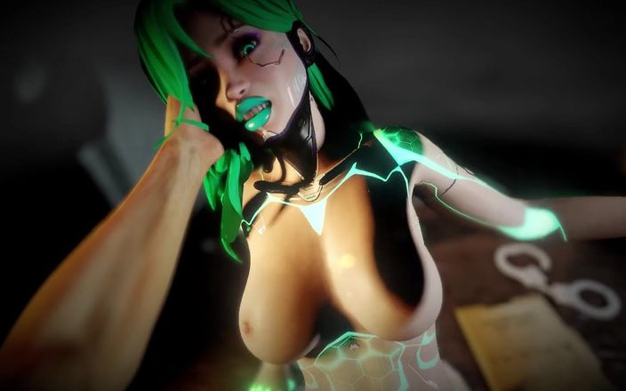 Wraith ward: Staande missionarishouding met seksrobot Green in pov | Cyberpunk-parodie