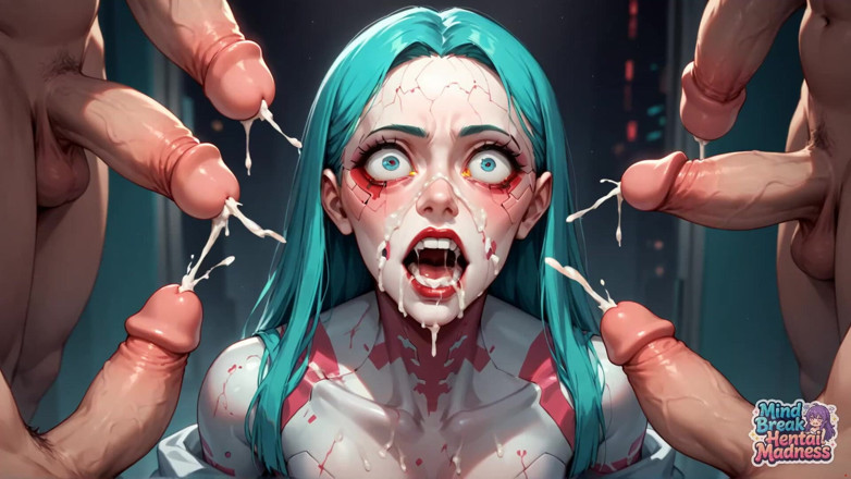 Mind Break Hentai Madness: Zielone włosy pękły szyja przerwać umysł: eksplozja ciekłych robotów mężczyzn
