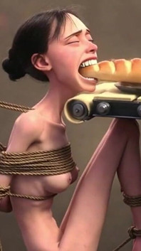 Magrinha em bondage com corda - sessão de alimentação sem parar