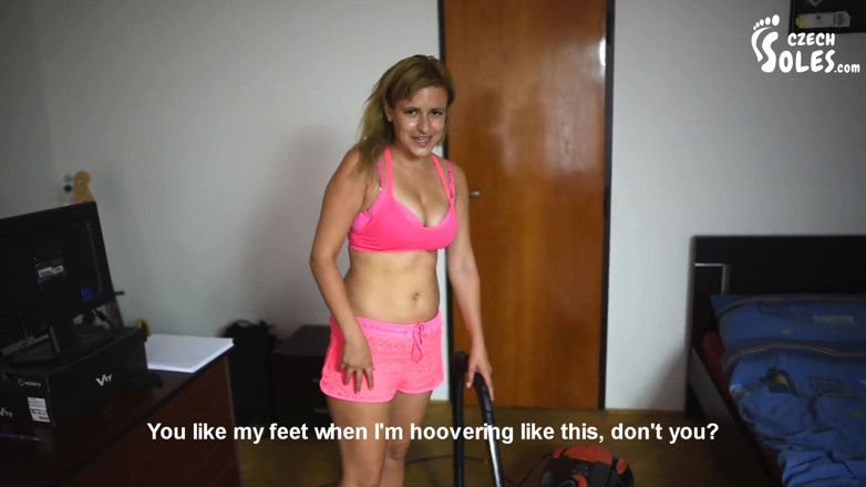 Czech Soles - foot fetish content: Hoovering her own sexy feet and socks