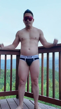 Asian Hunk's Balcony Flex & Cum