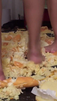 Sluts Trampling Food in the Living Room