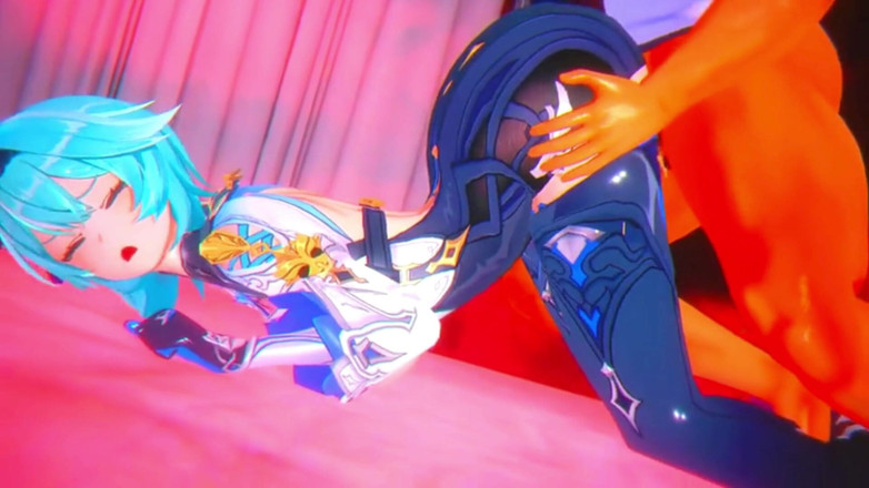 NSFWOtaku: Genshin Impact - Eula's intense neuksessie - hardcore creampies en nat spuiten - 3D...