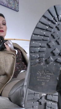 Licking Boot Soles Before the Cane Dances! Lady Victoria Valente