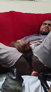 With My Torn Uniform Masturbating and Cumming in the Boot