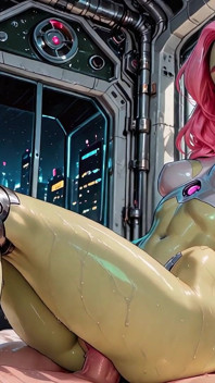 Alyxa, a deusa alienígena mostra você ao redor da cybertown - Ai Generated