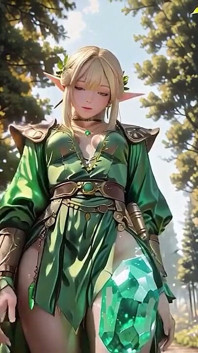 Elfe blonde fantastique, all-fours sensuels dans une chambre blanche, taquinage la bouche pleine et les yeux grands ouverts.