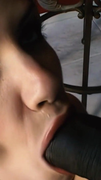 Annika Wraps Her Luscious Lips Around a Thick Black Cock