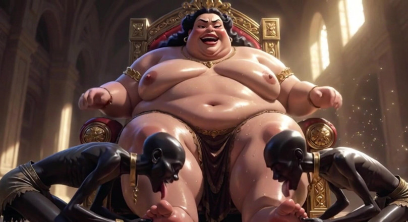 Anime Hentai: Huge BBW Mistress Foot Worship - Slaves Licking Her Feet to...