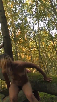 During a walk in the woods the blonde slut gets fucked by her friend
