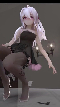 [mmd] slabý čokoládový krém černé hedvábné šaty anální serra korálkový vzor obscénní