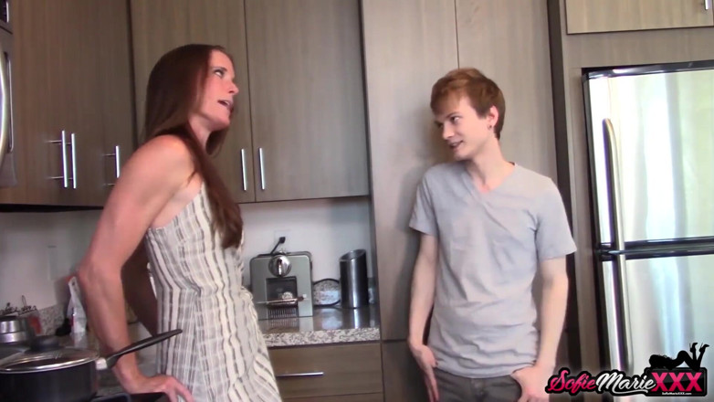 Sofie Marie: Hot stepmom Sofie Marie Seduces stepson for blowjob and sex