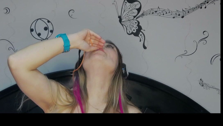 Angel eyes studio: Playing with a Condom Filled with Blue Liquid Tied to...