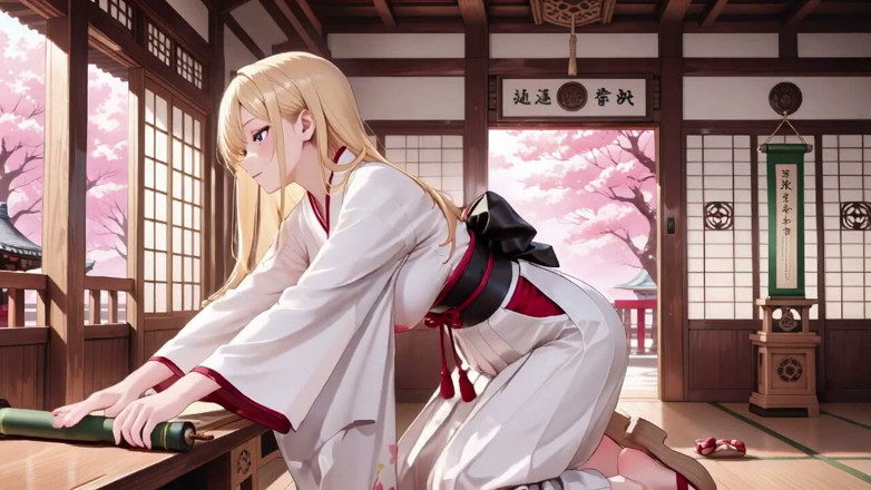 Tay Swift X: Blondă Miko în Shrine! Tabu Whispers Under Cherry Blossoms, fustă albă...
